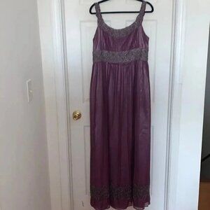 Adrianna Papell Beaded Purple Evening Dress Size 14